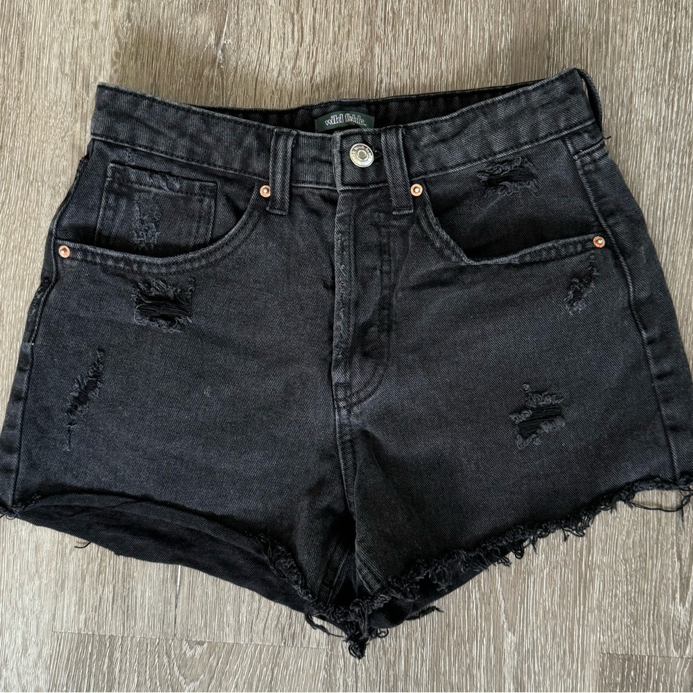 Wild Fable Shorts Womens Size 00 Black Cut Off Raw Hem Destroyed High Rise Denim